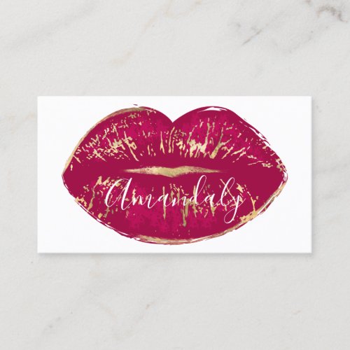 Professional Makeup Artist Lips Red Gold Whites Business Card