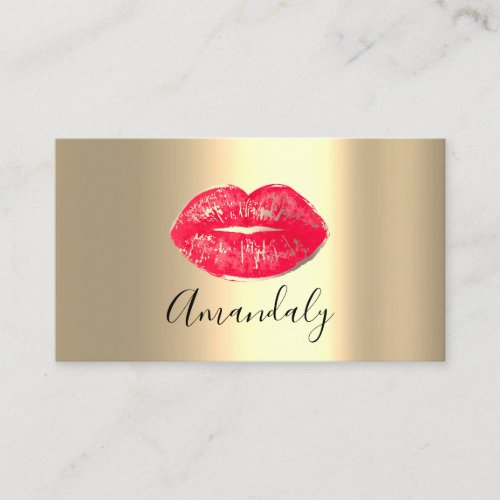 Professional Makeup Artist Lips Red Lux Gold Business Card
