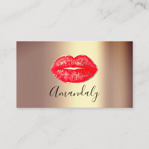 Professional Makeup Artist Lips Red VIP Gold Business Card