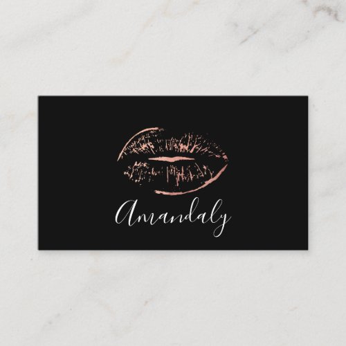 Professional Makeup Artist Lips Rose Black White Business Card