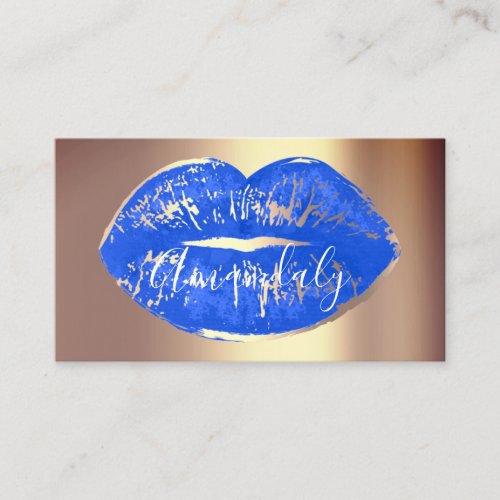 Professional Makeup Artist Lips Royal Blue Gold Business Card