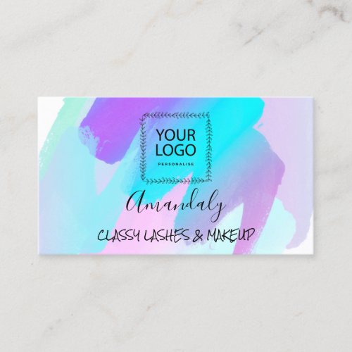 Professional Makeup Artist Logo Abstract Blue Business Card