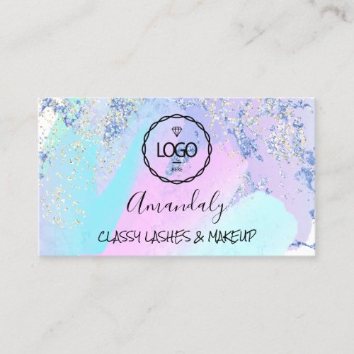 Professional Makeup Artist Logo Blue Stroke Pink Business Card