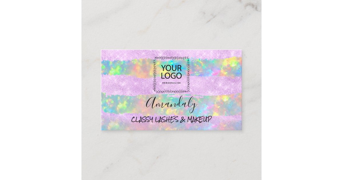 Professional Makeup Artist Logo Holograph Purple Business Card | Zazzle