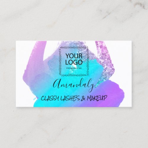 Professional Makeup Artist Logo Paint Blue Business Card