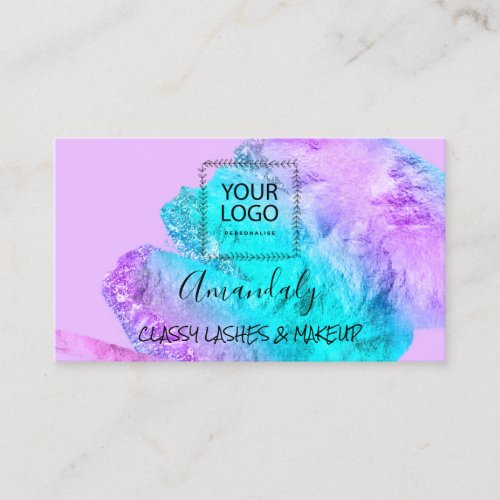 Professional Makeup Artist Logo Paint Purple Business Card