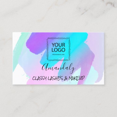 Professional Makeup Artist Logo Strokes White Busi Business Card