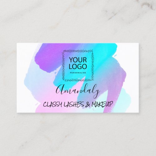 Professional Makeup Artist Logo Strokes White Business Card