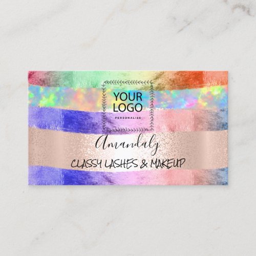 Professional Makeup Artist LogoHolographRoseStroke Business Card