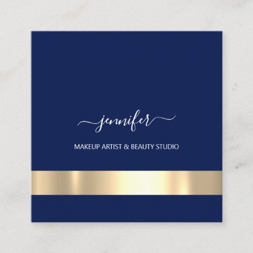 Professional Makeup Artist Modern Blue Navy Square Business Card