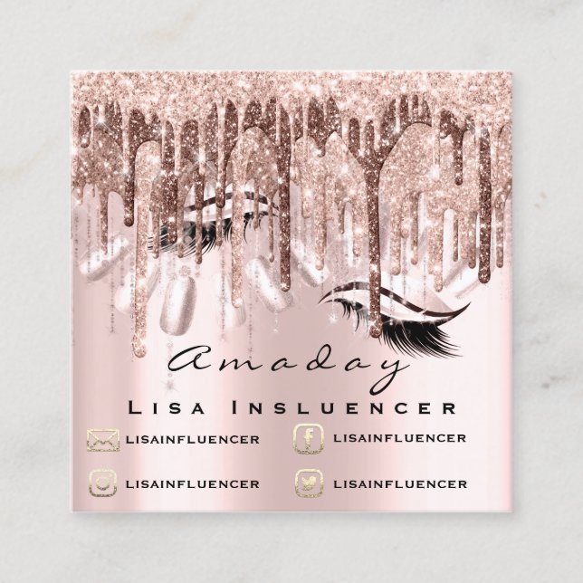 Professional Makeup Artist Nail Manicure Drips Square Business Card (Front)