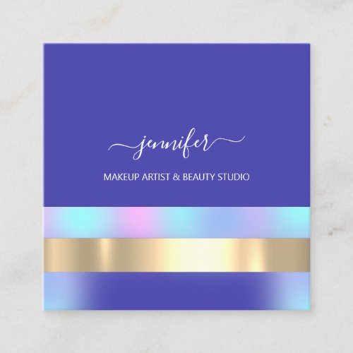 Professional Makeup Artist Ombre Blue PEACH Square Business Card