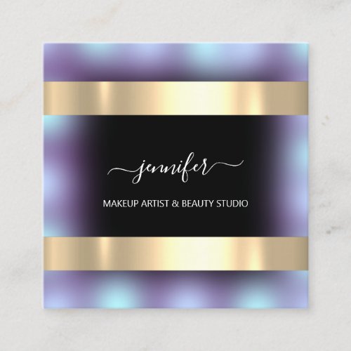 Professional Makeup Artist Ombr Gold Black Square Square Business Card