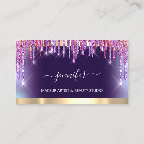 Professional Makeup Artist Ombr Gold Purple Drip Business Card