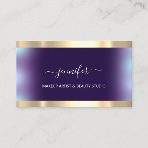 Professional Makeup Artist Ombr Gold Purple VIP Business Card