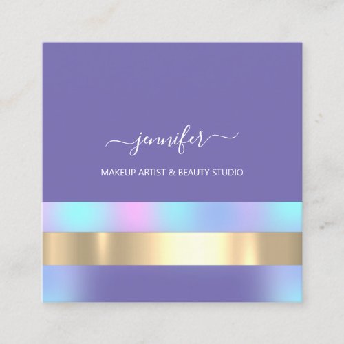 Professional Makeup Artist Ombre Pink Blue Strokes Square Business Card