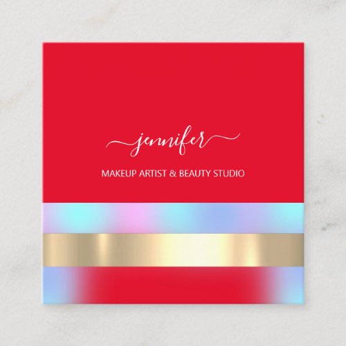 Professional Makeup Artist Ombre Pink Red  Strokes Square Business Card