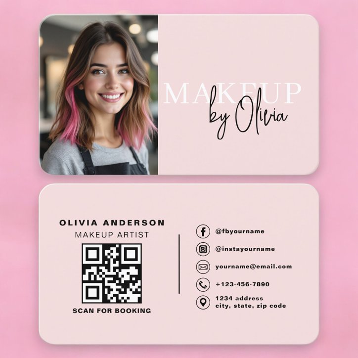 Professional Makeup Artist Photo QR Code Business Card