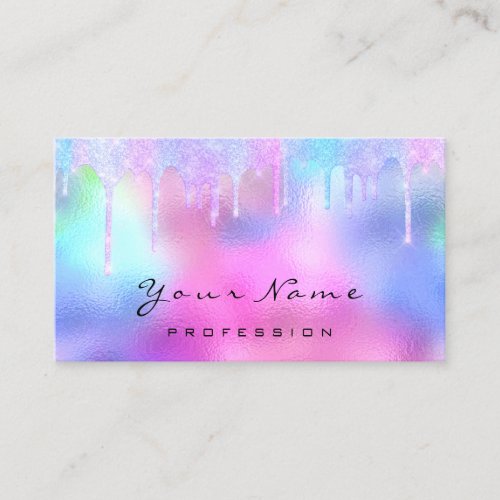 Professional Makeup Artist Pink Hairs Holograph Business Card