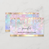 Professional Makeup Artist Pink Holograph Drip Vip Business Card (Front/Back)