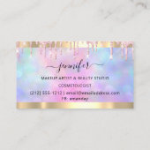 Professional Makeup Artist Pink Holograph Drip Vip Business Card (Back)