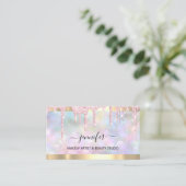 Professional Makeup Artist Pink Holograph Drip Vip Business Card (Standing Front)