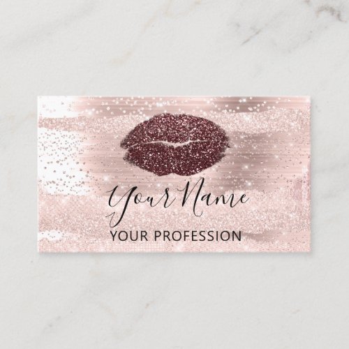 Professional Makeup Artist Pink Kiss Lips Blush Business Card