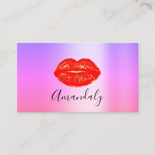 Professional Makeup Artist Pink Kiss Lips Gold Business Card