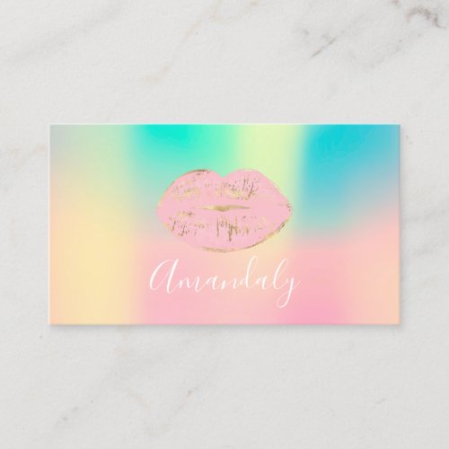 Professional Makeup Artist Pink Kiss Lips Ombre Business Card