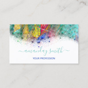 Professional Makeup Artist Rainbow Abstract Blue Business Card