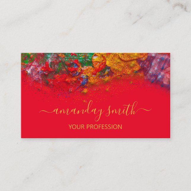 Professional Makeup Artist Rainbow Abstract Business Card (Front)