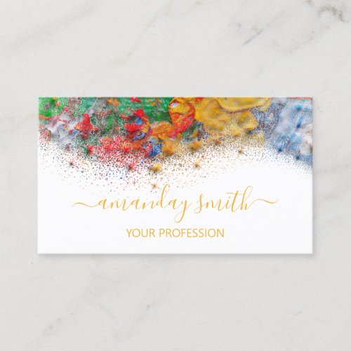 Professional Makeup Artist Rainbow Abstract White Business Card