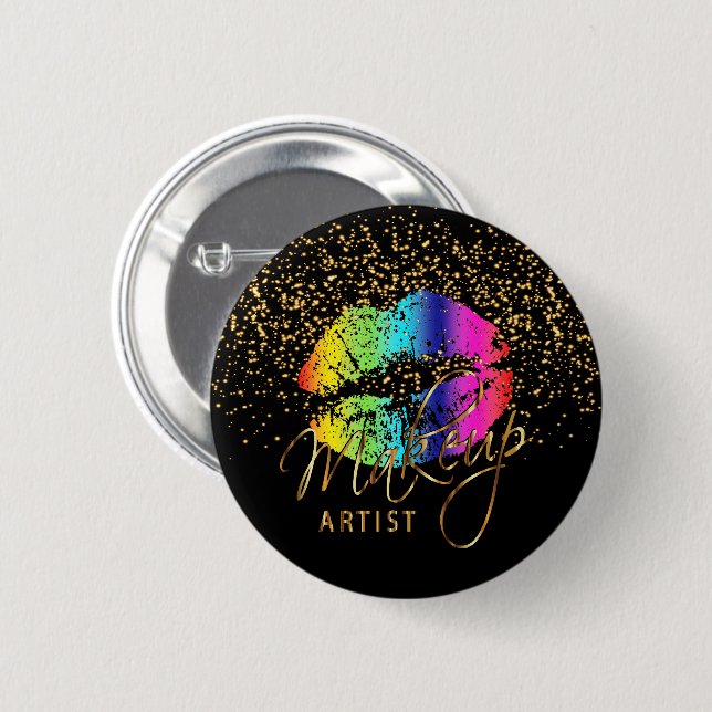 Professional Makeup Artist - Rainbow Lips Button (Front & Back)