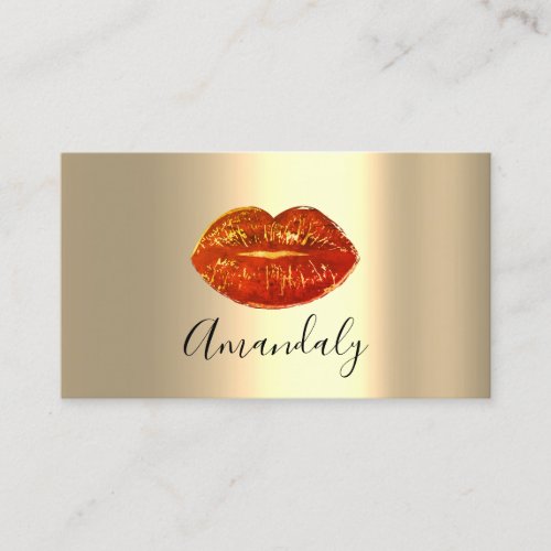 Professional Makeup Artist Red Kiss Lips Gold Lux Business Card