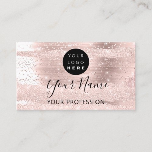 Professional Makeup Artist Rose Confetti Logo Business Card