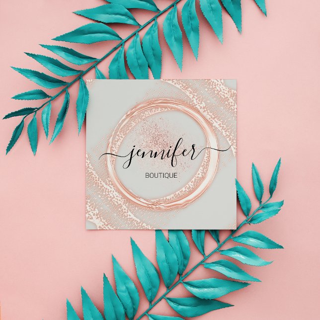 Professional Makeup Artist Rose Gray Powder Logo Square Business Card (Professional Makeup Artist Rose Gray Powder Logo Square Business Card)