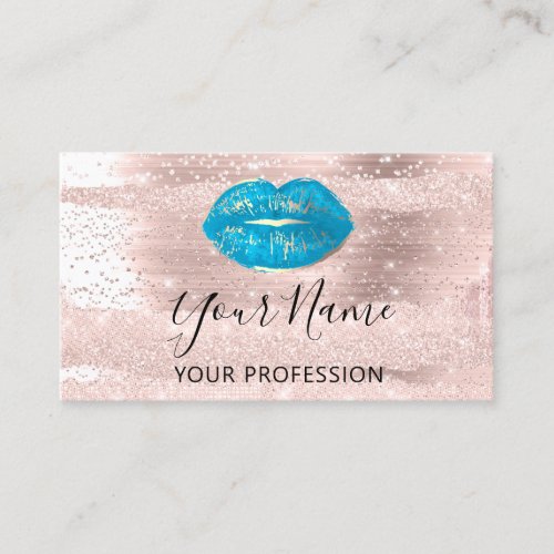 Professional Makeup Artist Rose Kiss Lip Blue GOld Business Card