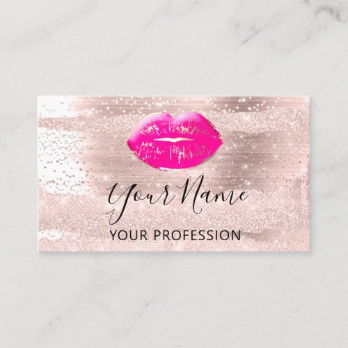 Professional Makeup Artist Rose Kiss Lip Pink Gold Business Card