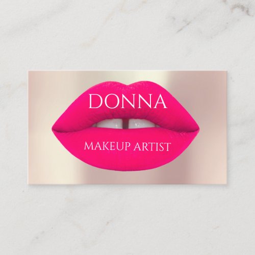 Professional Makeup Artist Rose Lip Pinky QR Code Business Card