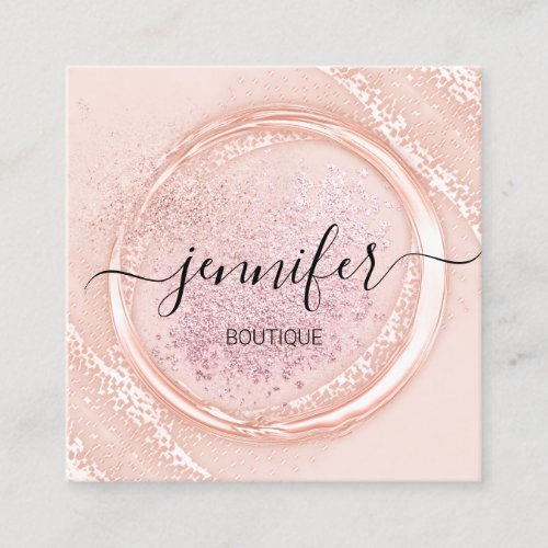 Professional Makeup Artist Rose Pink Powder Logo Square Business Card