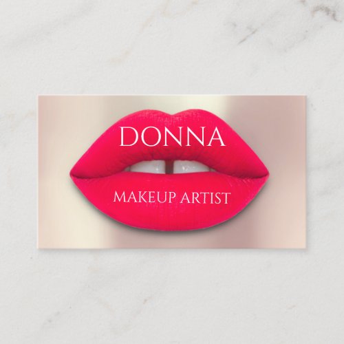 Professional Makeup Artist Rose Red Lips QR Code  Business Card