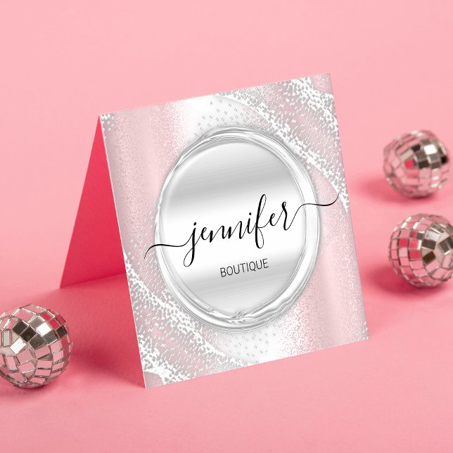 Professional Makeup Artist Rose Silver Gray Logo Square Business Card (Creator Uploaded)