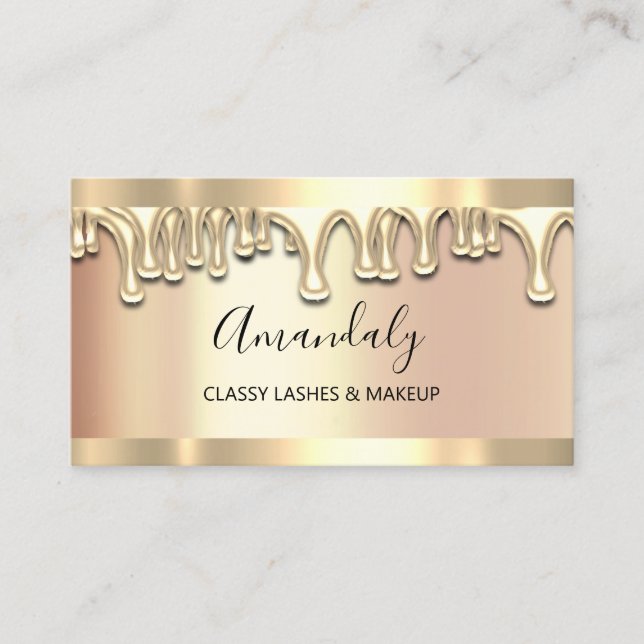 Professional Makeup Artist Rose Waxing Lash Drips Business Card (Front)