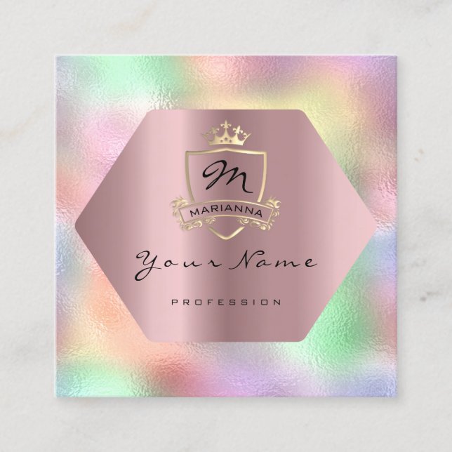 Professional Makeup Artist Royal Monogram Frame Square Business Card (Front)