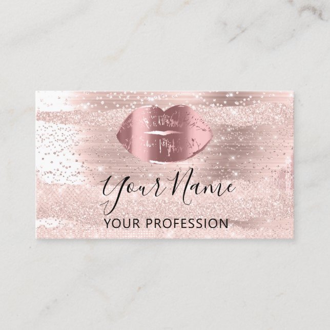 Professional Makeup Artist Silver Kiss Lips Blush Business Card (Front)