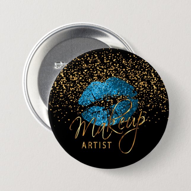 Professional Makeup Artist - Turquoise Blue Lips Button (Front & Back)