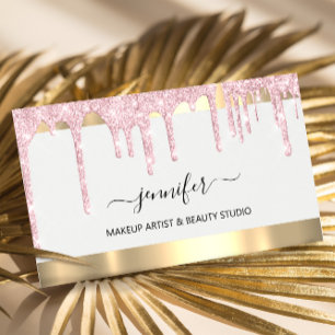 Professional Makeup Artist White Pink Drip Vip Business Card