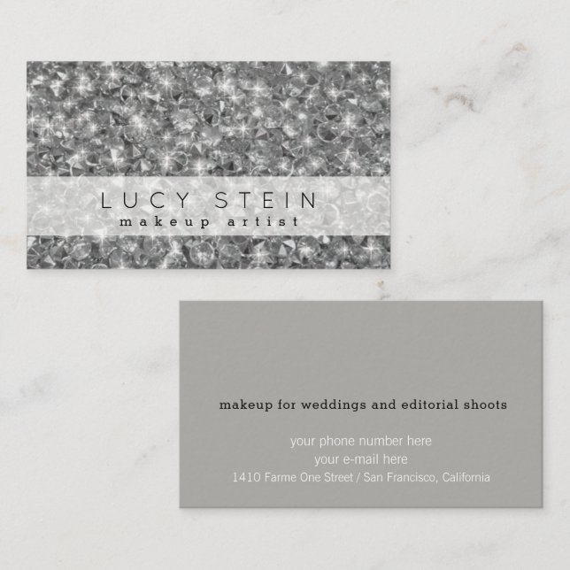 Professional Makeup Beauty Chic Diamonds Business Card (Front/Back)