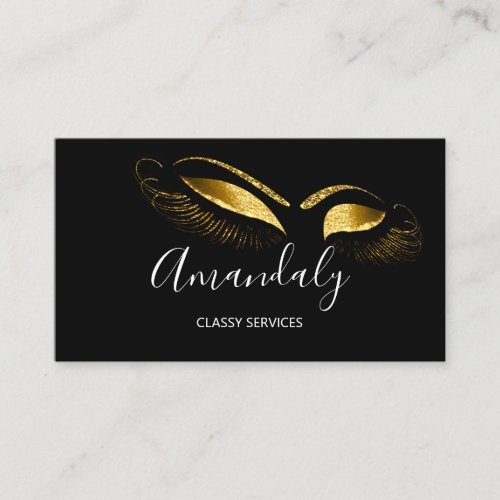 Professional Makeup Black White Gold Eyelashes Business Card