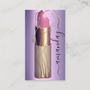 Professional Makeup Body Lipstick QR Code Purple Business Card
